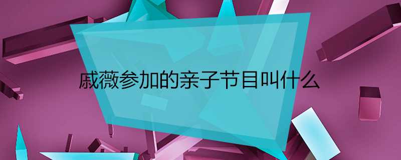 戚薇參加的親子節目叫什麼