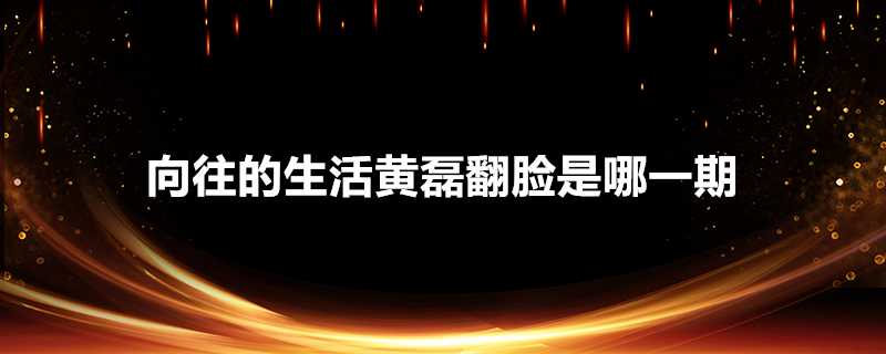 嚮往的生活黃磊翻臉是哪一期