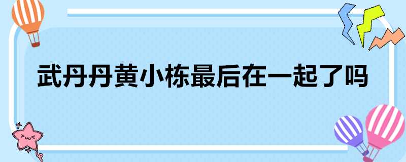 武丹丹黃小棟最後在一起了嗎