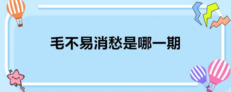 毛不易消愁是哪一期