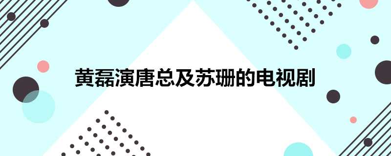 黃磊演唐總及蘇珊的電視劇