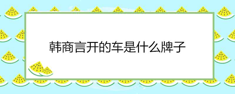 韓商言開的車是什麼牌子