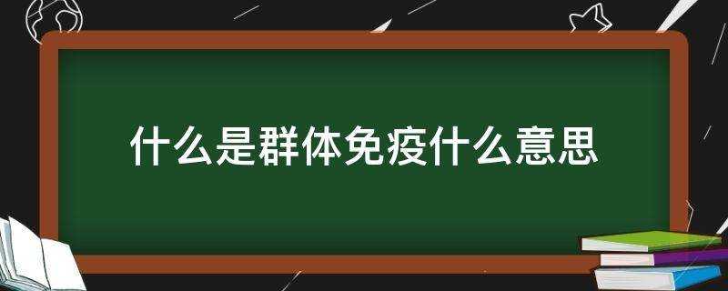 什麼是群體免疫什麼意思