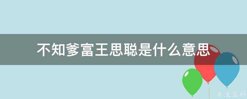 不知爹富王思聰是什麼意思