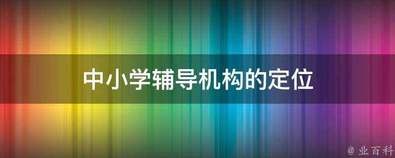 中小學輔導機構的定位