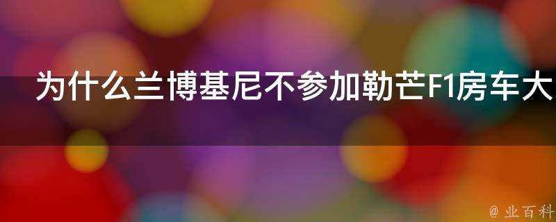 為什麼蘭博基尼不參加勒芒F1房車大師賽等賽事