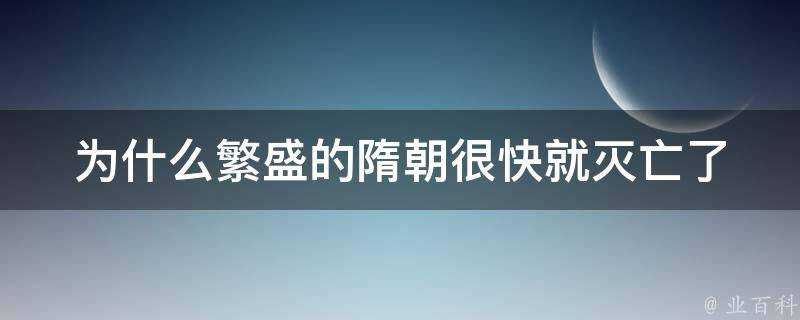 為什麼繁盛的隋朝很快就滅亡了