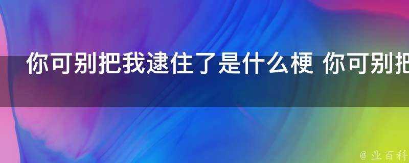 你可別把我逮住了是什麼梗