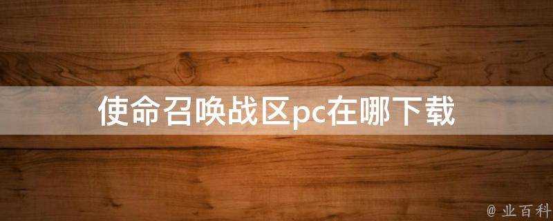 使命召喚戰區pc在哪下載