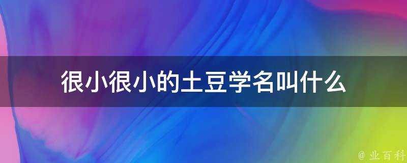 很小很小的土豆學名叫什麼