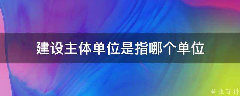 建設主體單位是指哪個單位