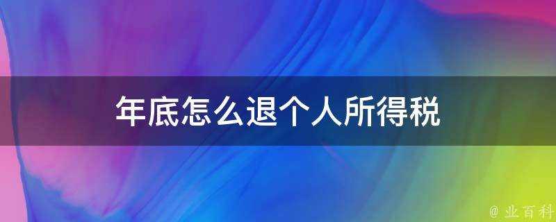 年底怎麼退個人所得稅