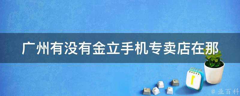 廣州有沒有金立手機專賣店在那