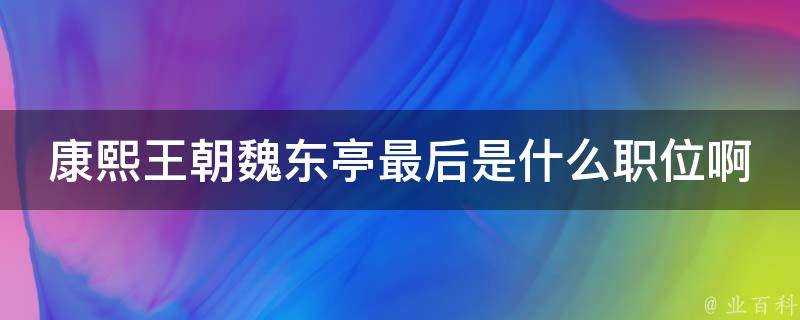 康熙王朝魏東亭最後是什麼職位啊