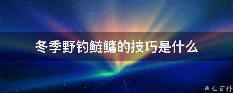 冬季野釣鰱鱅的技巧是什麼