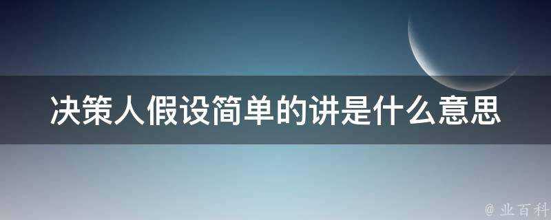 決策人假設簡單的講是什麼意思