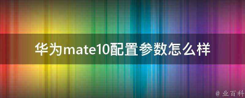 華為mate10配置引數怎麼樣