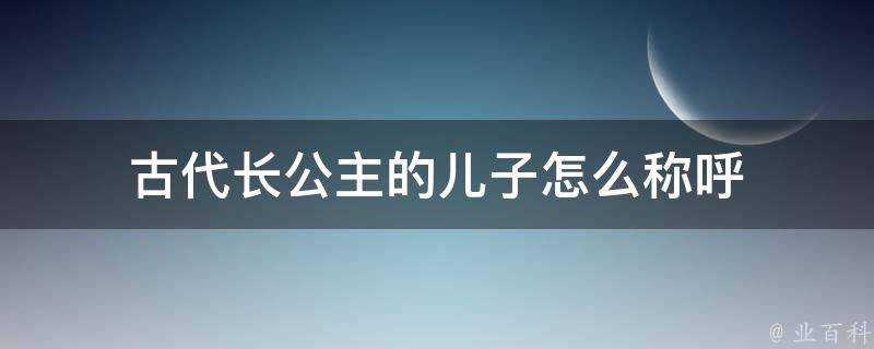 古代長公主的兒子怎麼稱呼