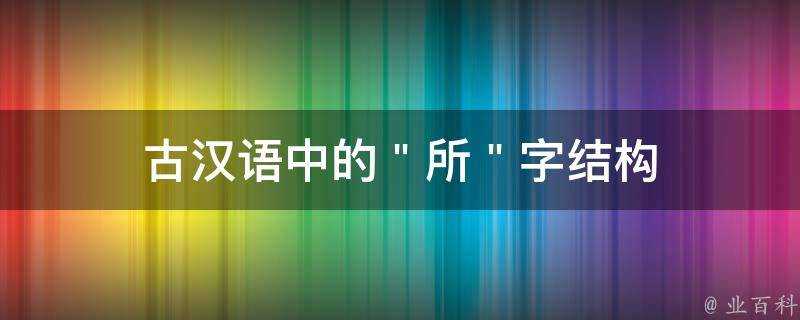 古漢語中的＂所＂字結構