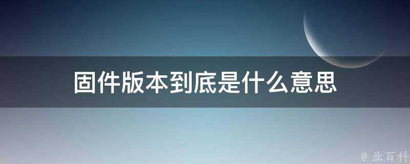 韌體版本到底是什麼意思