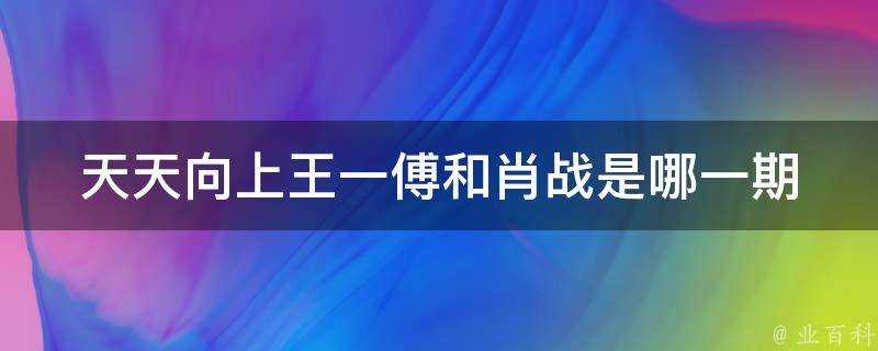 天天向上王一傅和肖戰是哪一期