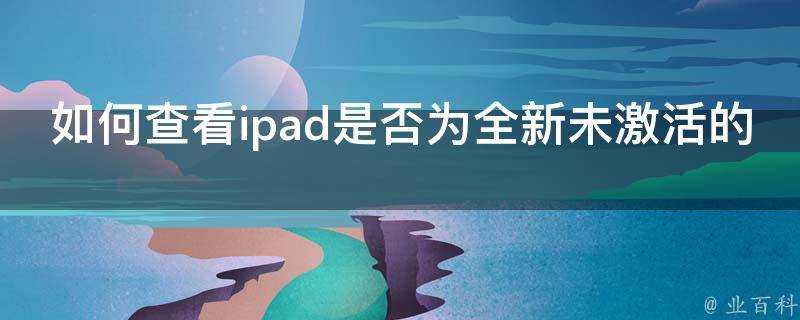 如何檢視ipad是否為全新未啟用的