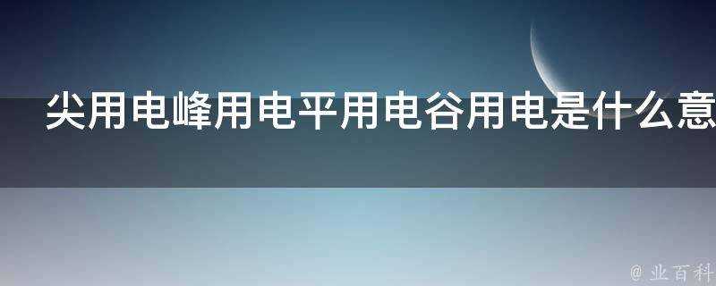 尖用電峰用電平用電谷用電是什麼意思