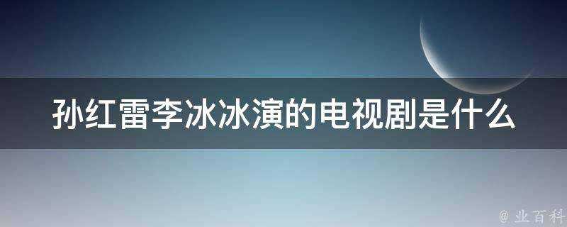 孫紅雷李冰冰演的電視劇是什麼