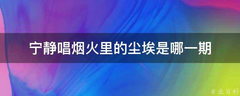 寧靜唱煙火裡的塵埃是哪一期