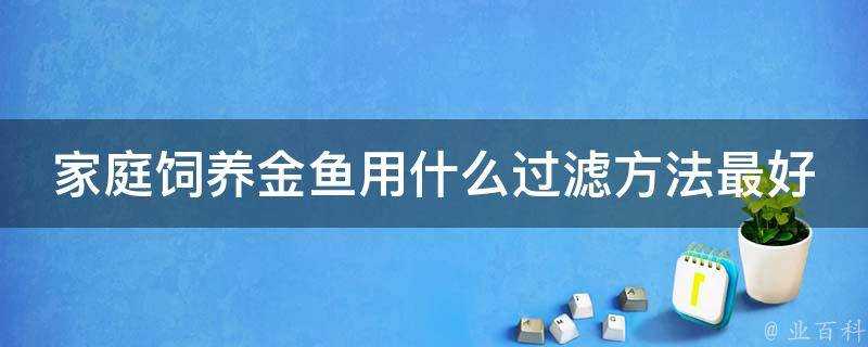 家庭飼養金魚用什麼過濾方法最好