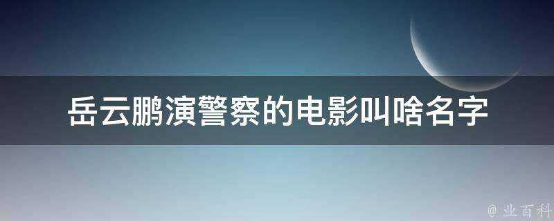 岳雲鵬演警察的電影叫啥名字