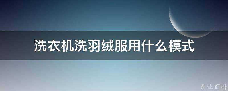 洗衣機洗羽絨服用什麼模式