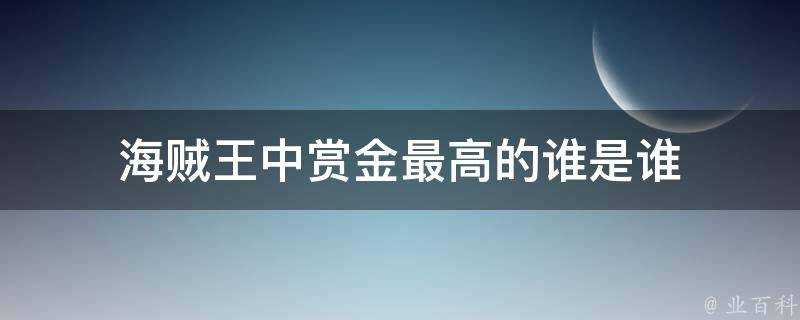 海賊王中賞金最高的誰是誰