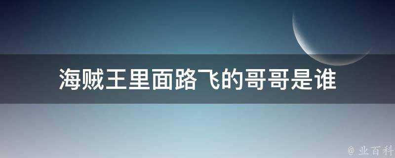 海賊王裡面路飛的哥哥是誰