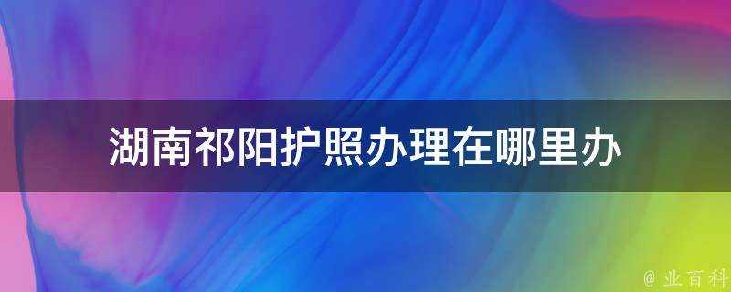 湖南祁陽護照辦理在哪裡辦