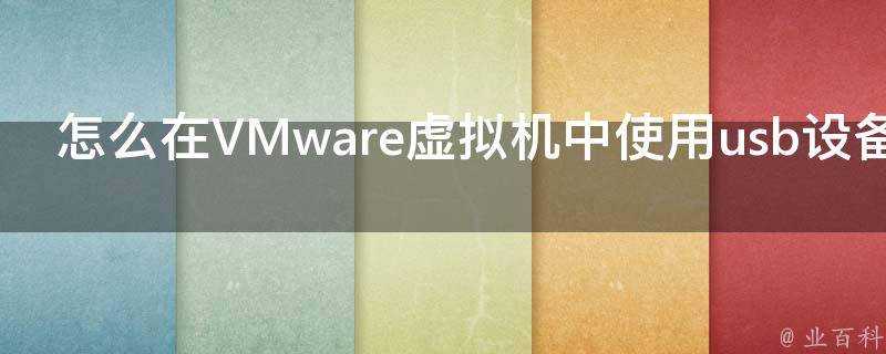 怎麼在VMware虛擬機器中使用usb裝置