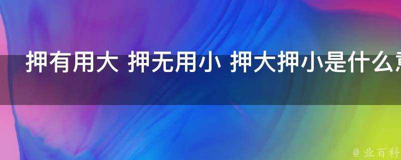 押有用大 押無用小 押大押小是什麼意思