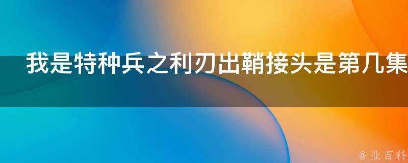 我是特種兵之利刃出鞘接頭是第幾集