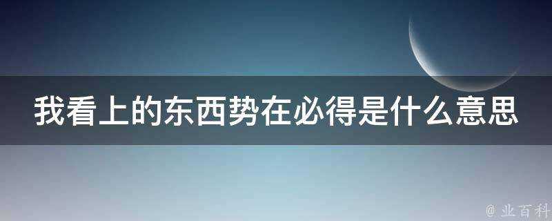 我看上的東西勢在必得是什麼意思