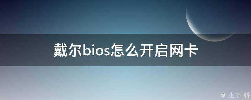 戴爾bios怎麼開啟網絡卡