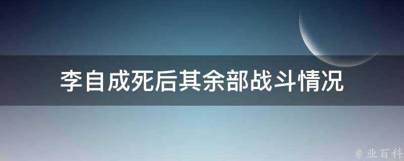 李自成死後其餘部戰鬥情況