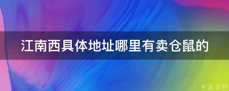 江南西具體地址哪裡有賣倉鼠的