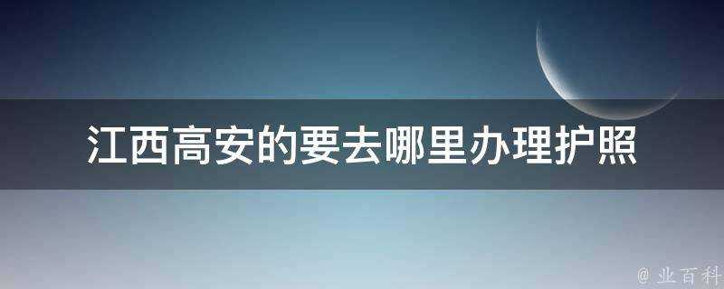 江西高安的要去哪裡辦理護照