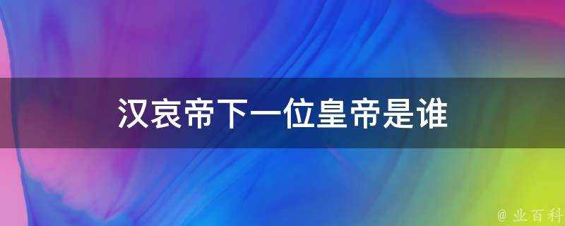 漢哀帝下一位皇帝是誰