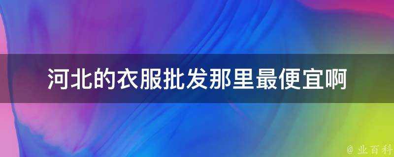 河北的衣服批發那裡最便宜啊