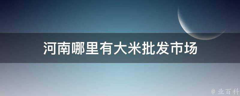 河南哪裡有大米批發市場