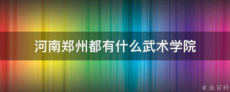 河南鄭州都有什麼武術學院