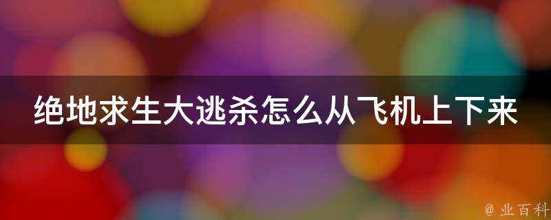 絕地求生大逃殺怎麼從飛機上下來