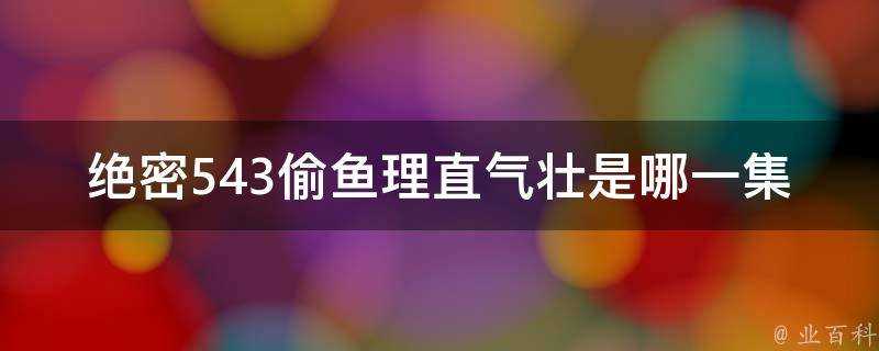 絕密543偷魚理直氣壯是哪一集