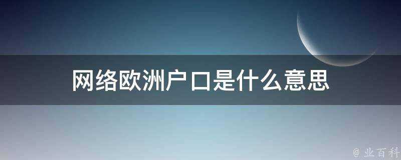 網路歐洲戶口是什麼意思